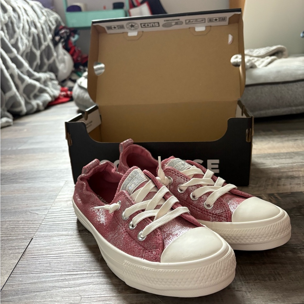 Converse Magenta and White Retro Sneakers